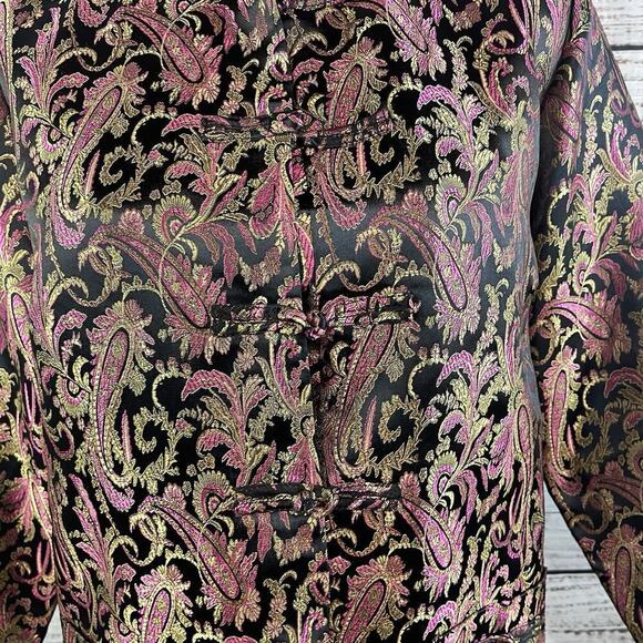 Robert Louis Oriental Asian Jacket Blazer size Medium Pink Gold Paisley Silk - Picture 7 of 12